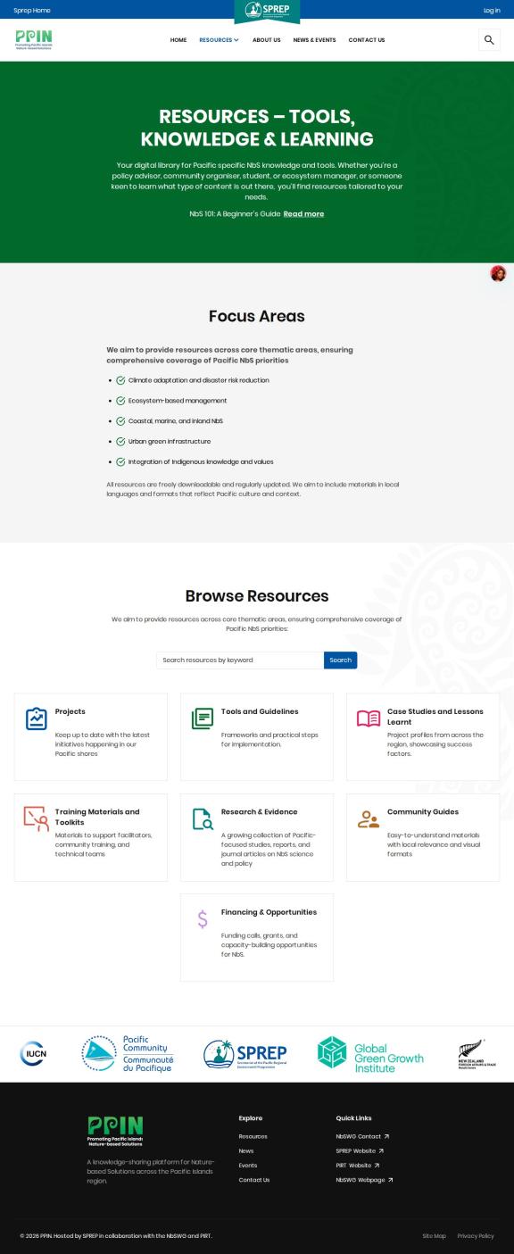 Pacific NbS Resource Hub: Screenshot 1