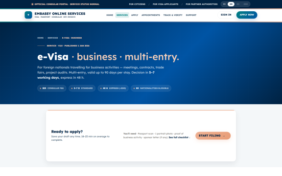 Embassy Portal: Service requirements