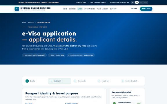 Embassy Portal: Apply applicant details