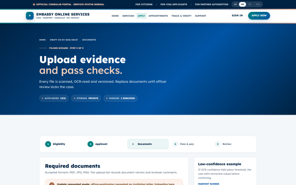 Embassy Portal: Apply documents