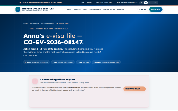 Embassy Portal: My application file