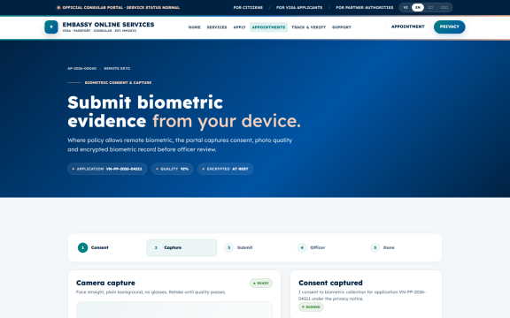 Embassy Portal: Remote biometric