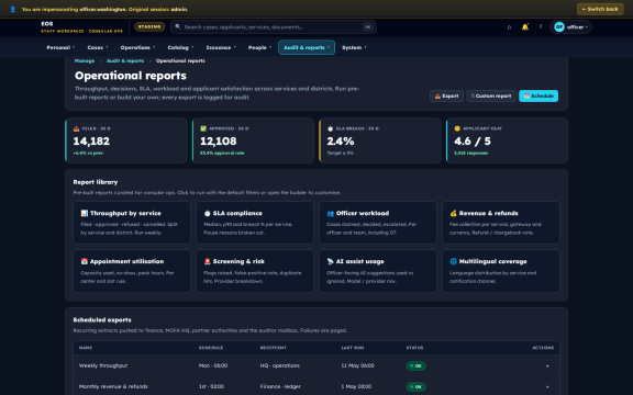 Embassy Portal: Operational reports