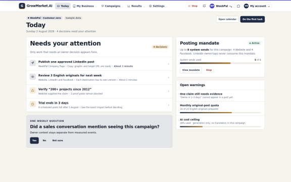 GrowMarket.AI: Daily decisions
