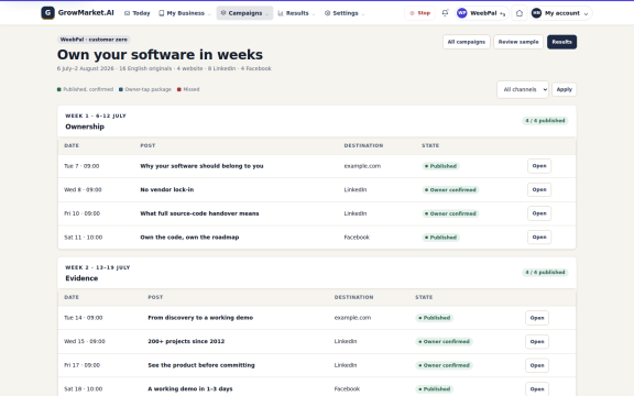 GrowMarket.AI: Campaign calendar
