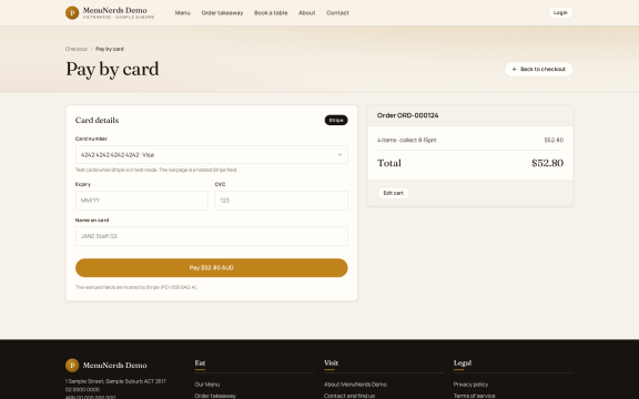 Menu Nerds: Card payment