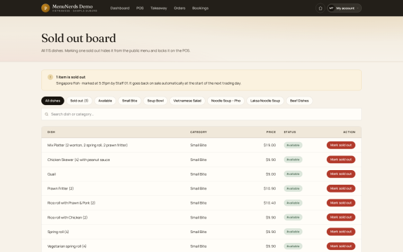 Menu Nerds: Sold out board