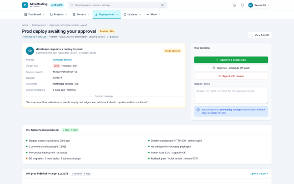 MineHosting: Deploy approval