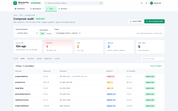MineHosting: Dependency audit