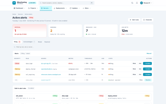 MineHosting: Alerts