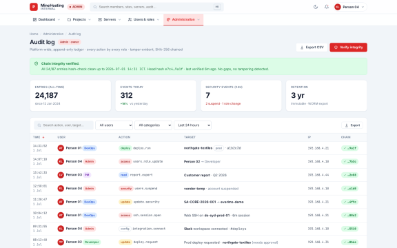 MineHosting: Audit log