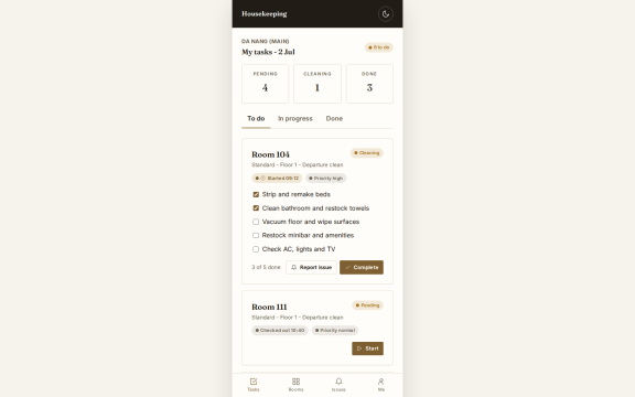 Mine Rooms: Housekeeping app