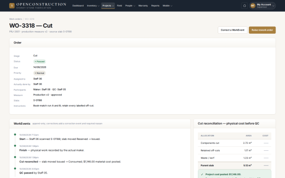 OpenConstruction: Work order