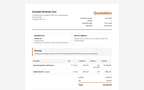 OpenField: Quote document