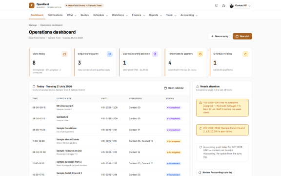 OpenField: Operations dashboard