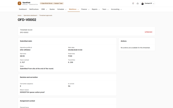 OpenField: Timesheet review