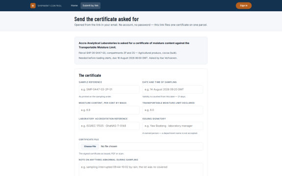 Shipment Control: Submission