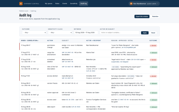 Shipment Control: Audit